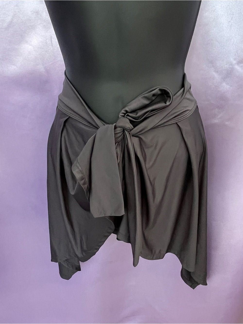 Tie-Waist High-Low Skirt in Black